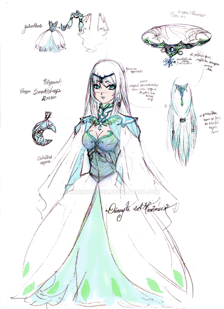 900x1238 Sketch Elegant Frozen Snowdrop Dress By Moonchosen