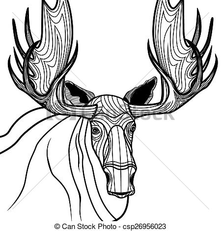 450x470 Moose Head Vector Animal Illustration For T Shirt. Sketch Elk
