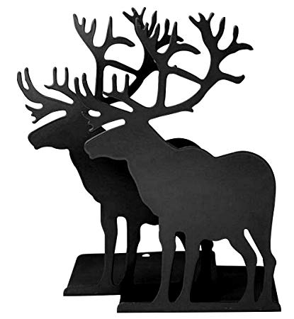 415x450 Fasmov Elk Nonskid Bookends Art Bookend,1 Pair (Black