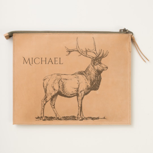 540x540 Personalized Bull Elk Line Drawing Travel Pouch