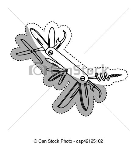 450x470 Isolated Penknive Of Emergency Design. Penknive Icon . Vector