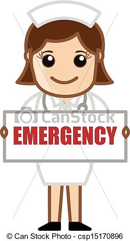 254x470 Nurse Showing Emergency Banner. Drawing Art Of Cartoon Young
