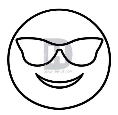 486x475 How To Draw Cool Emoji, Step By Step, Drawing Guide, By Darkonator