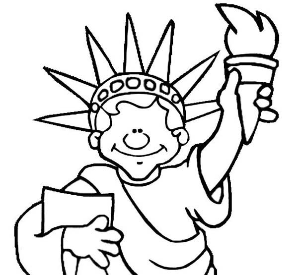 600x555 Drawn Statue Of Liberty Draw In Color