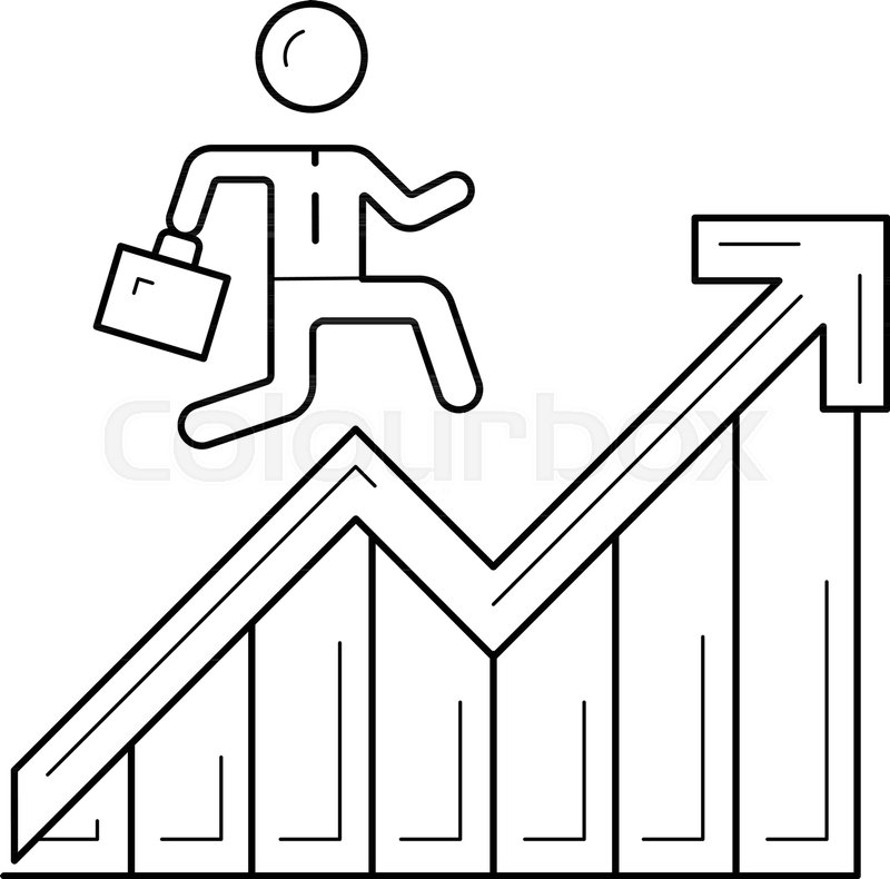 800x790 Man Employee Running Up The Career Ladder Vector Line Icon