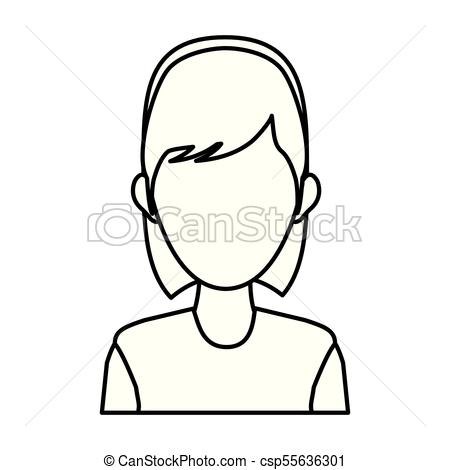 450x470 Portrait Woman Character Avatar Employee Outline Icon Vector