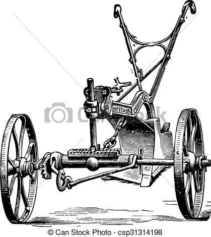 419x470 End View Of The Plow To Limber Eckert, Vintage Engraving . Eps
