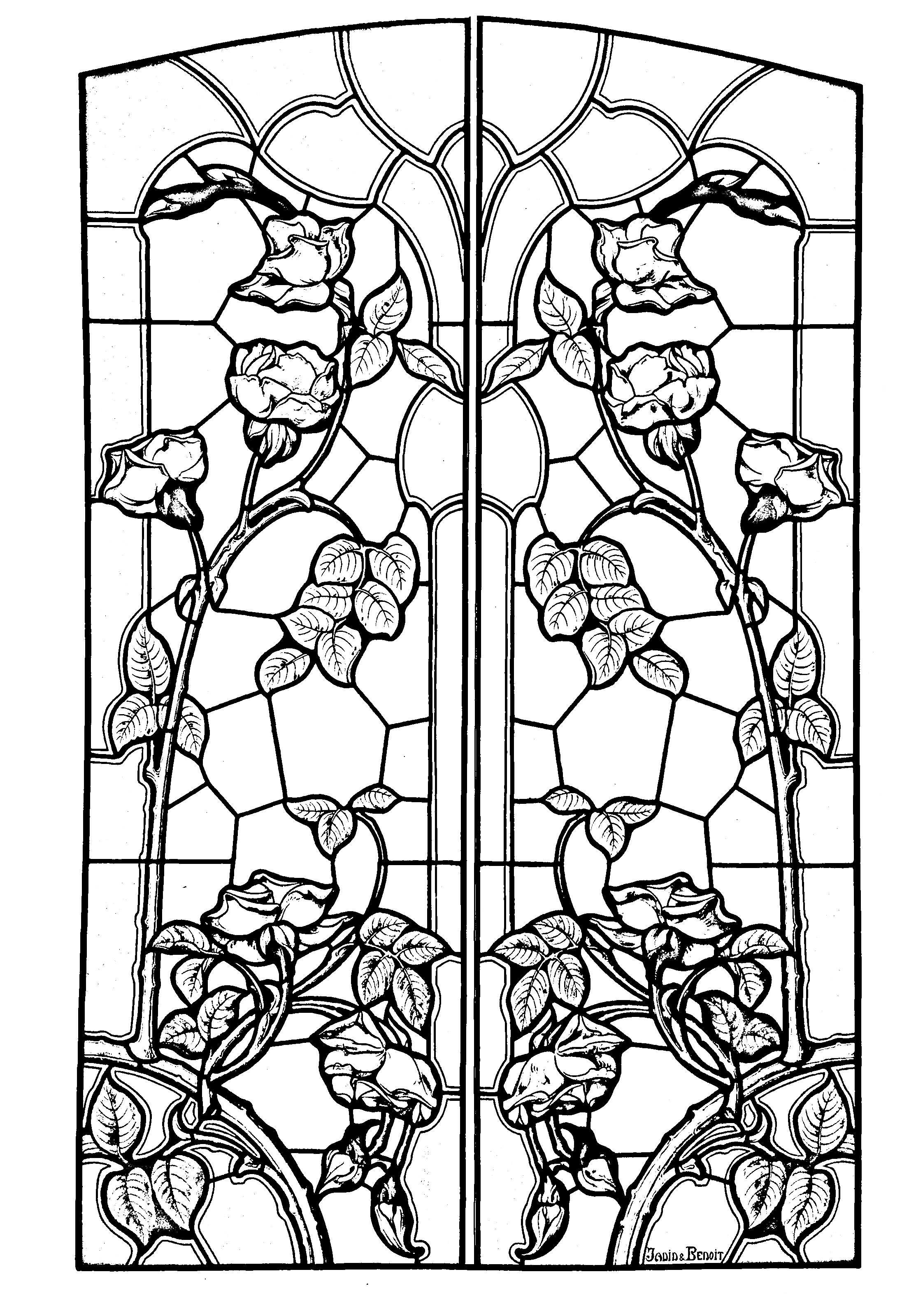 2192x3199 Stained Glass Drawing Art Nouveau Style