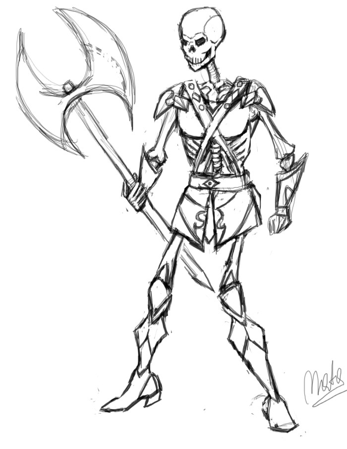 700x904 Skeleton Enemy Sketch By Matarioshka