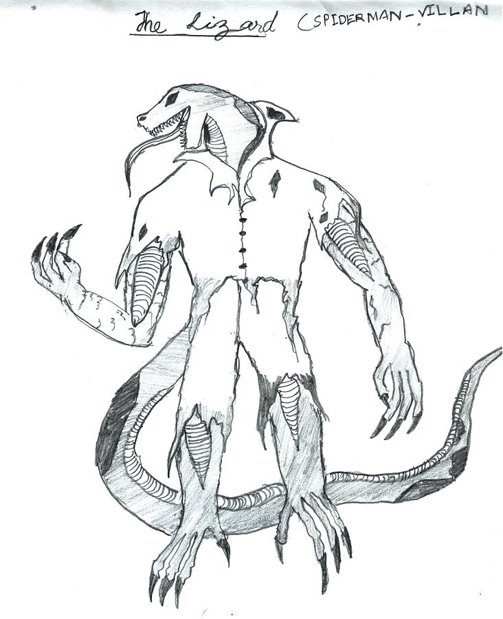 732x900 The Lizard Drawing By Kartik Mishra