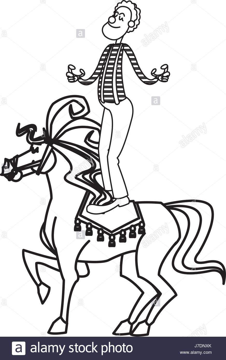 872x1390 Acrobat Clown On Circus Horse. Entertainment Carnival Image Stock