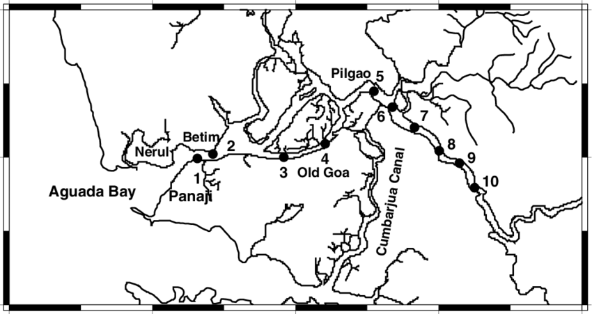 850x451 Map Showing Sampling Sites Along The Mandovi Estuary. Download
