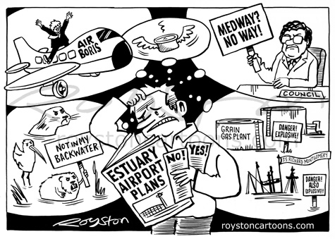 475x339 Royston Cartoons Cartoon Illustration Estuary Airport
