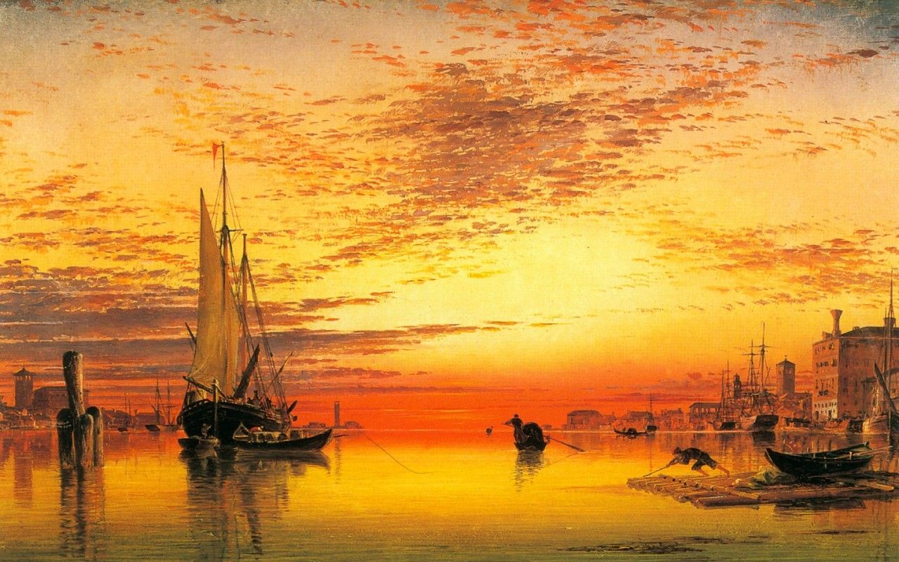 1280x800 Drawing Amp Painting S Cooke Evening Sky Looking West Out