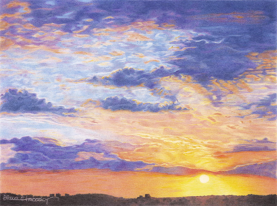 900x671 Evening Sky Drawing By Diana Hrabosky