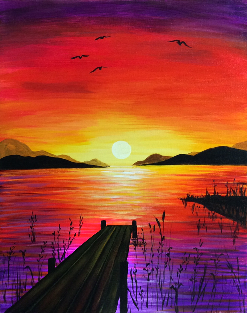 800x1014 Lakeside Sunset It's A Paint Party! Sunset