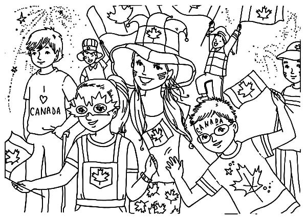 600x427 Lots Of Kids Celebrating 2015 Canada Day Event Coloring Pages