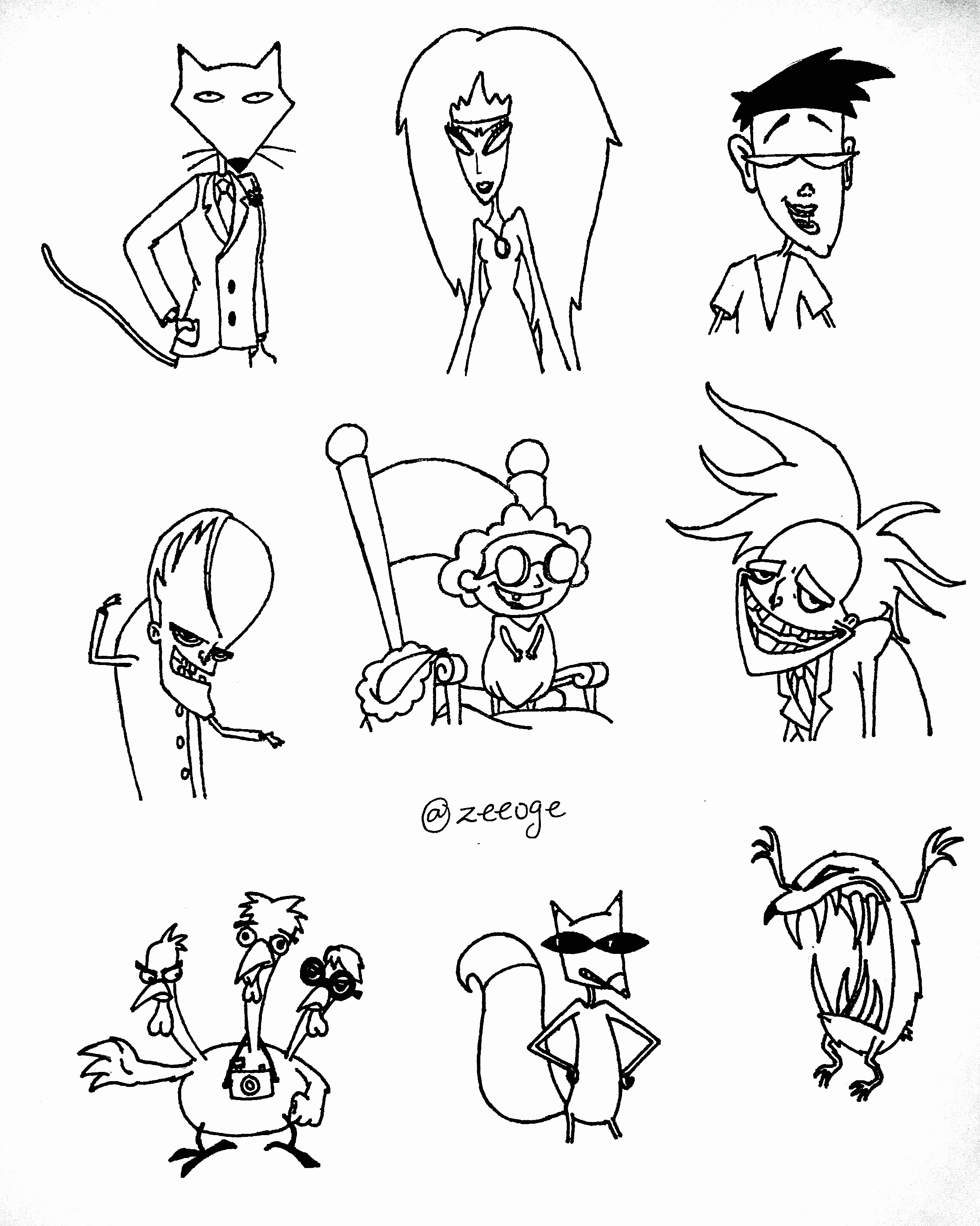2234x2793 Hand Drawn Evil Characters From Courage The Cowardly Dog.