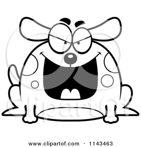 450x470 Cartoon Clipart Of A Black And White Chubby Evil Dog
