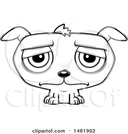 450x470 Clipart Of A Cartoon Lineart Sad Evil Puppy Dog