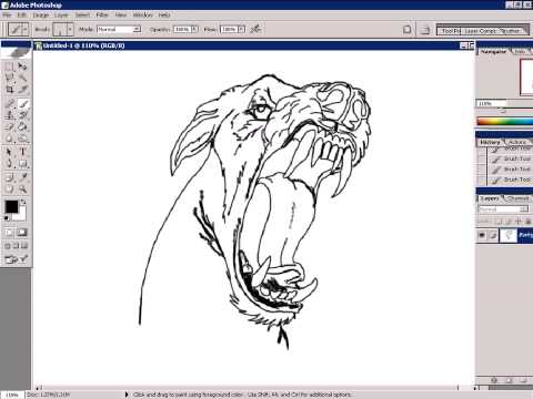 480x360 Photoshop Sketching Of An Evil Dog.