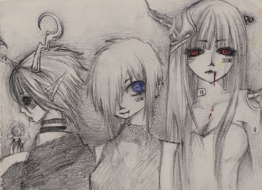 900x653 Sketch Evil Girls By Plamt