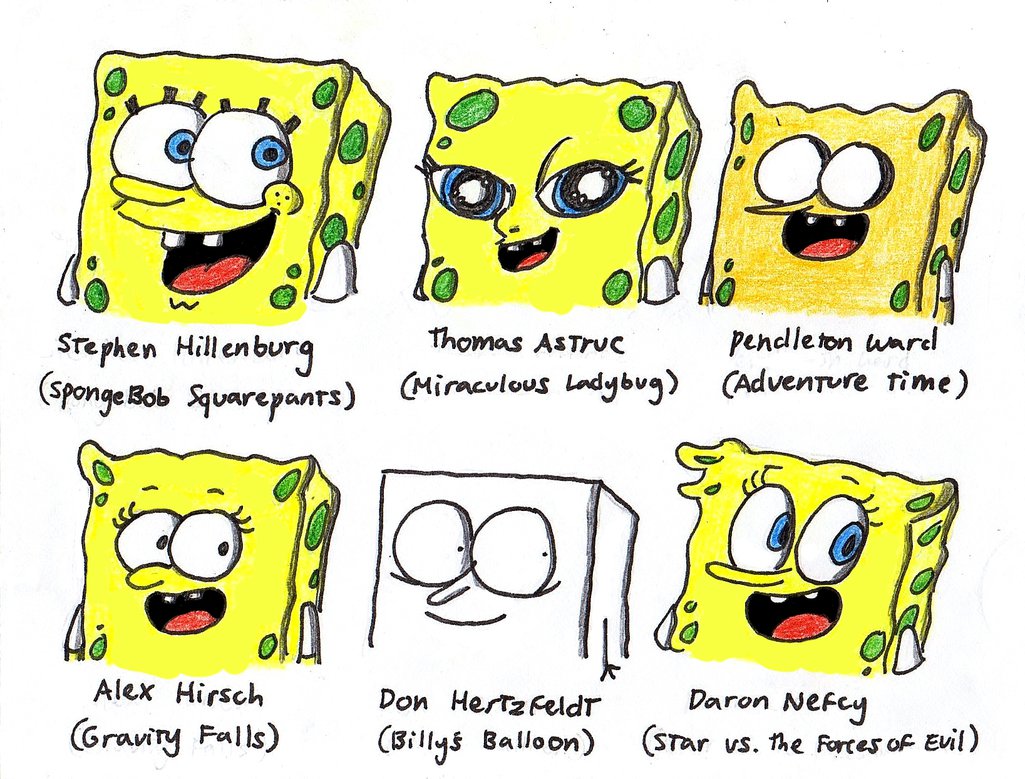 1025x779 Spongebob In 6 Different Styles By Finnjr63