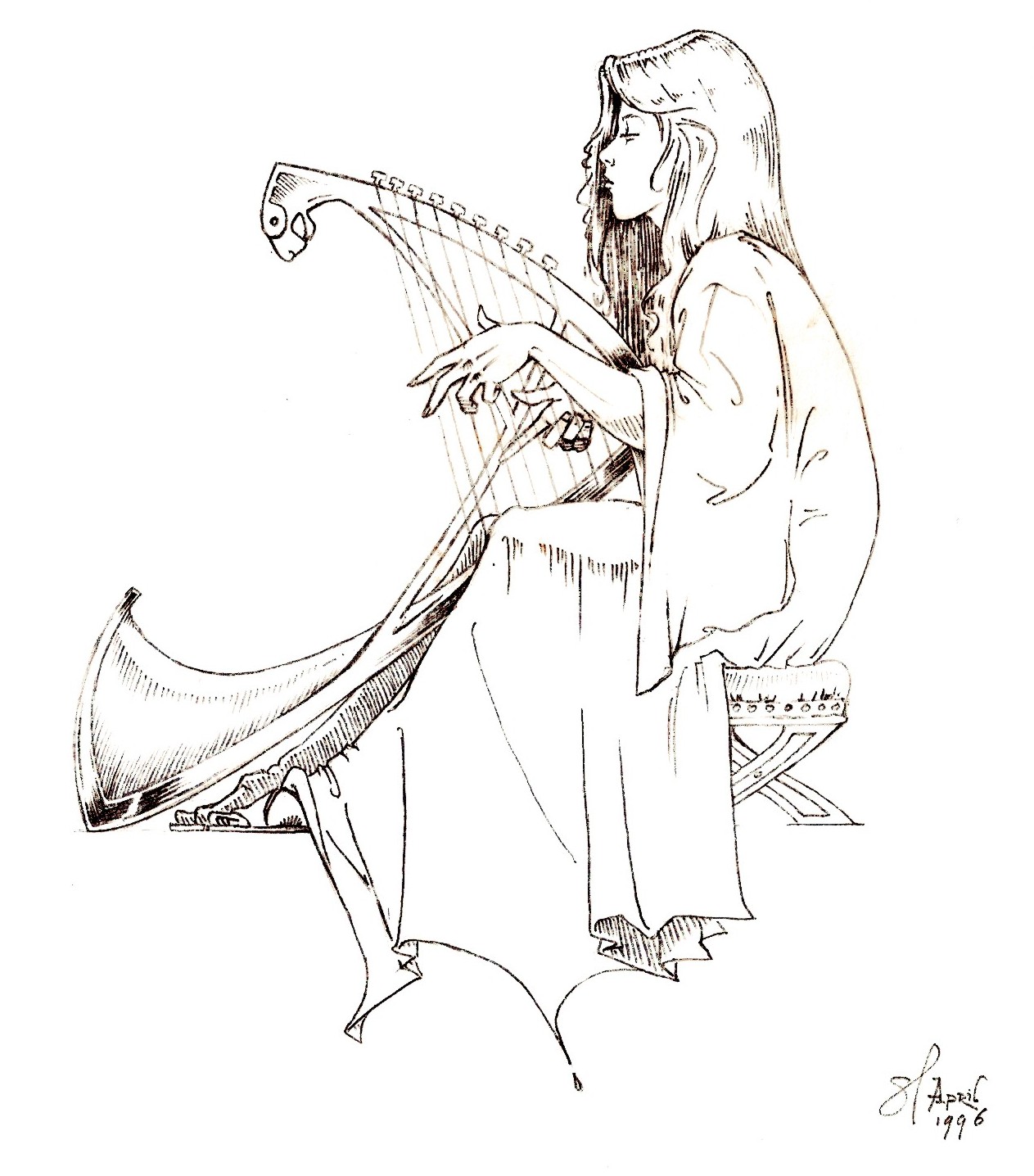 1263x1436 Drawing From Experience Harpist Motif