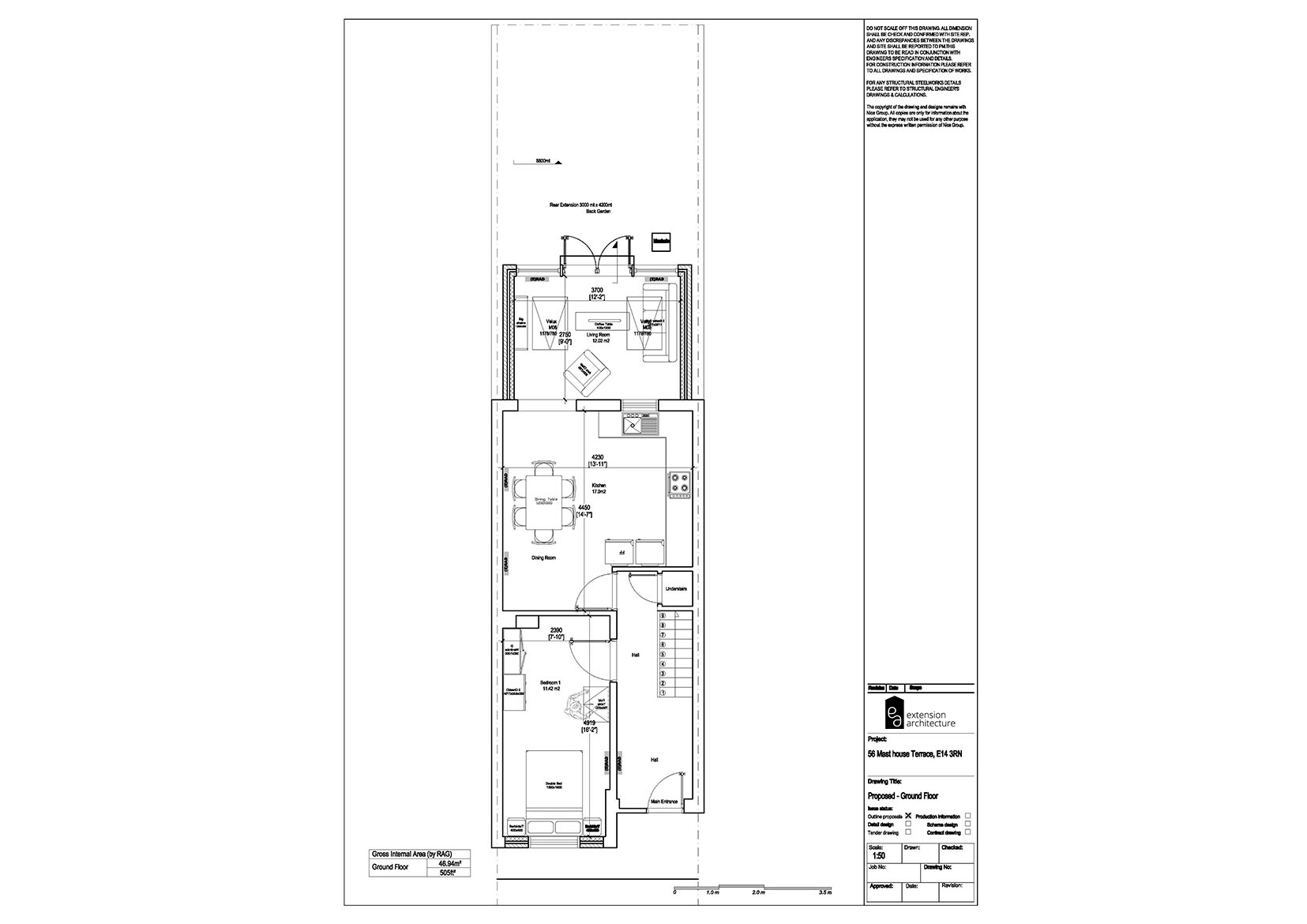1655x1170 Single Storey Rear Extension Tower Hamlets