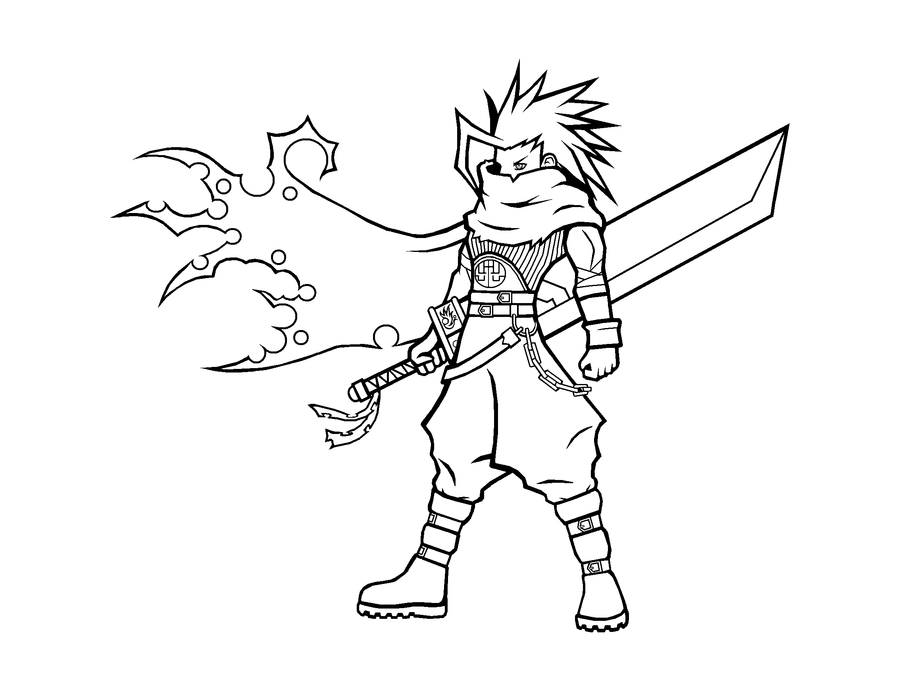 900x695 Kh Zack Fair (Line Art) By Xeaven