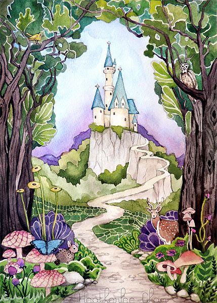 429x600 Fairytale Forest Watercolor Painting By Heatherlee Chan Lady