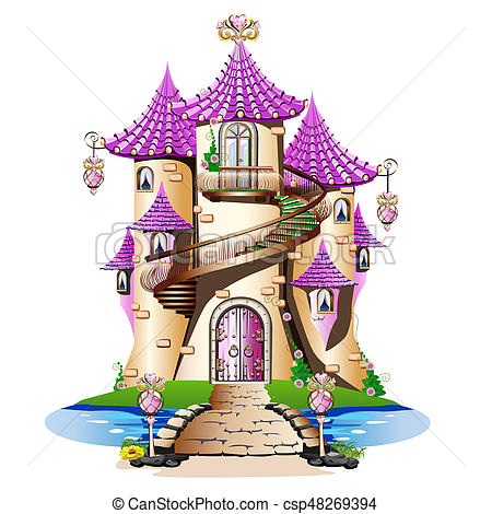 450x470 Pink Fairytale Castle Stock Illustration