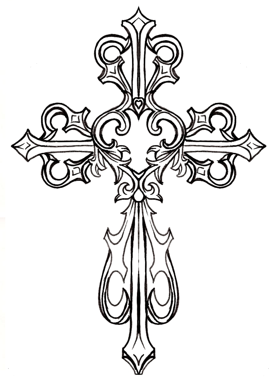 876x1253 Collection Of Fancy Cross Drawing High Quality, Free