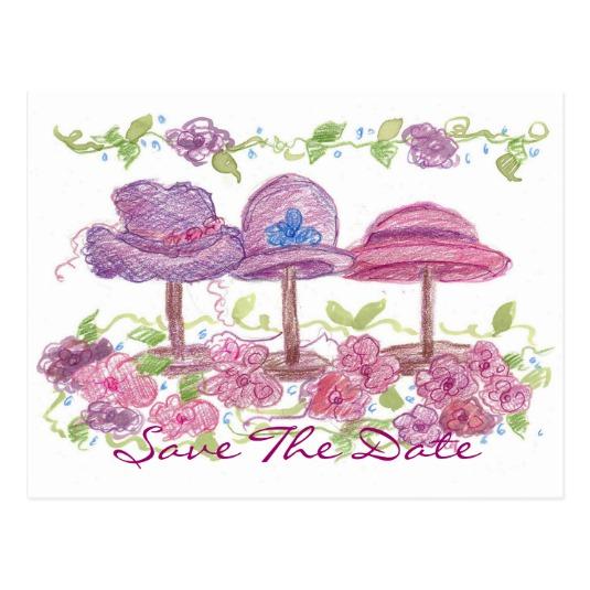535x535 Victorian Fancy Hats Flower Drawing Cards Save The Date Cards