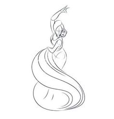 236x247 Young Woman Dancing Flamenco. Isolated On White Croquis Pose