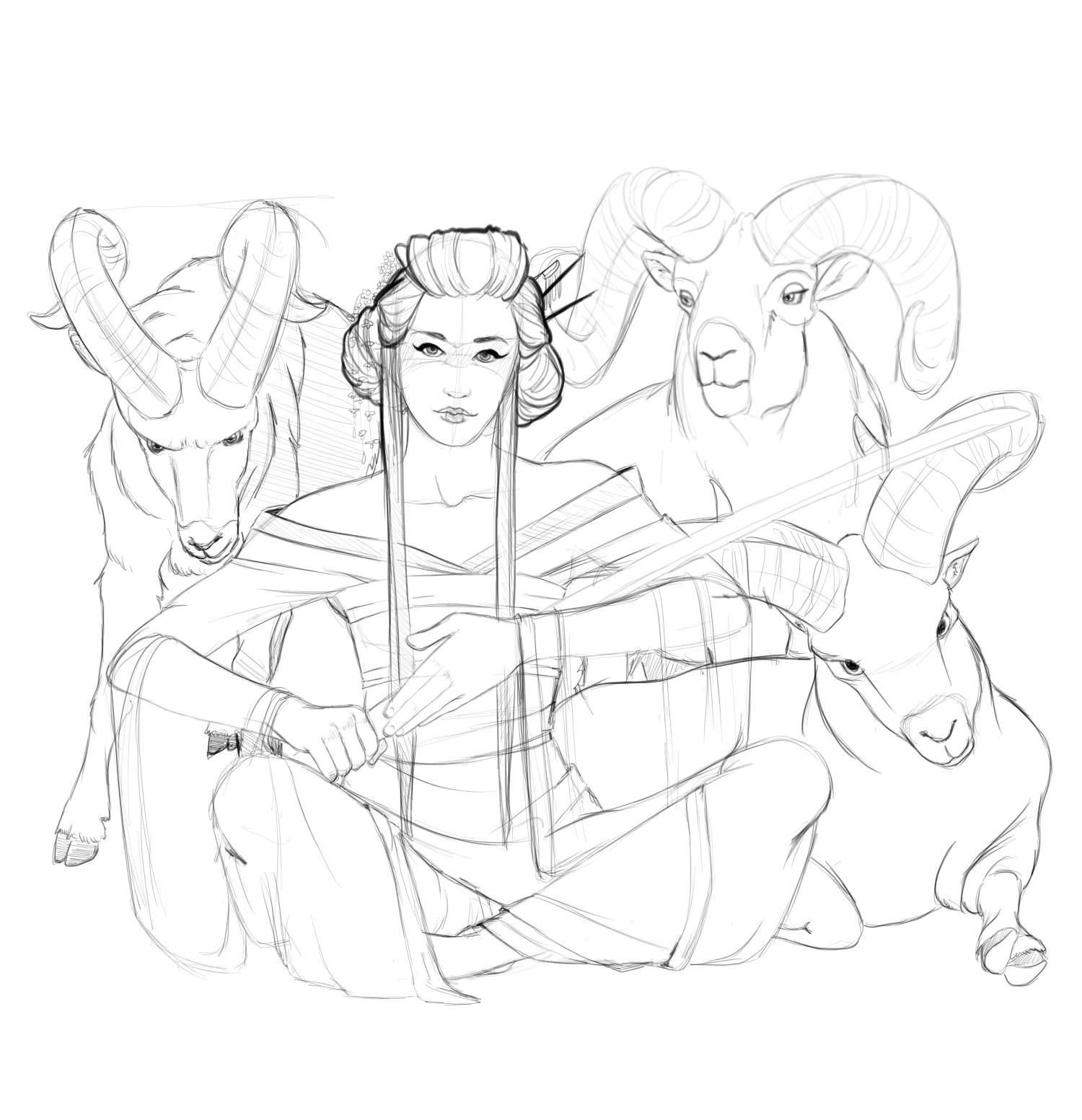 1500x1553 Sketch Of The Zodiac Sign Aries By Fanny Bonenfant
