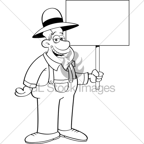 500x500 Cartoon Farmer Holding A Sign. Gl Stock Images