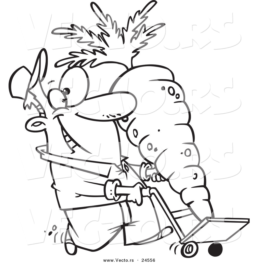 1024x1044 Vector Of A Cartoon Farmer Pushing A Big Carrot On A Dolly