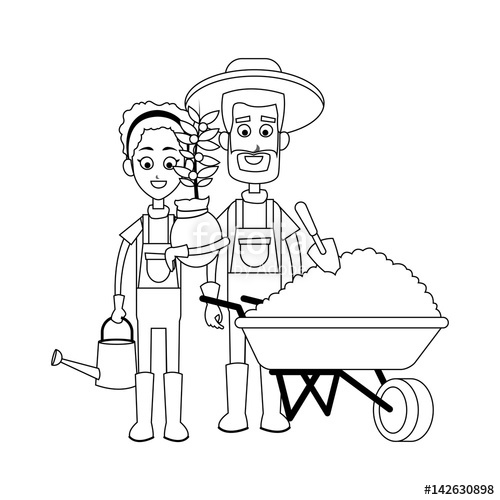 500x500 Happy Farmer Man And Woman Icon Image Vector Illustration Design