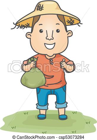 327x470 Man Farmer Money Bag Okay Illustration. Illustration Vector