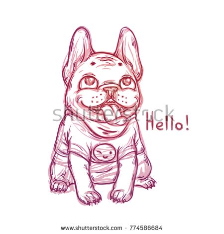 450x470 Cool Sketch Portrait Of French Bulldog Wearing T Shirt