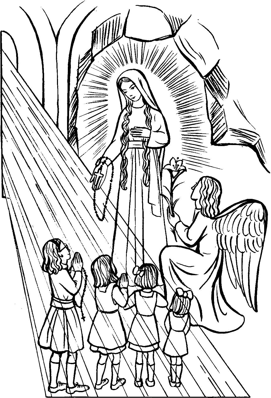 1075x1575 Our Lady Of The Rosary Catholic Coloring Page Feast Day Is October