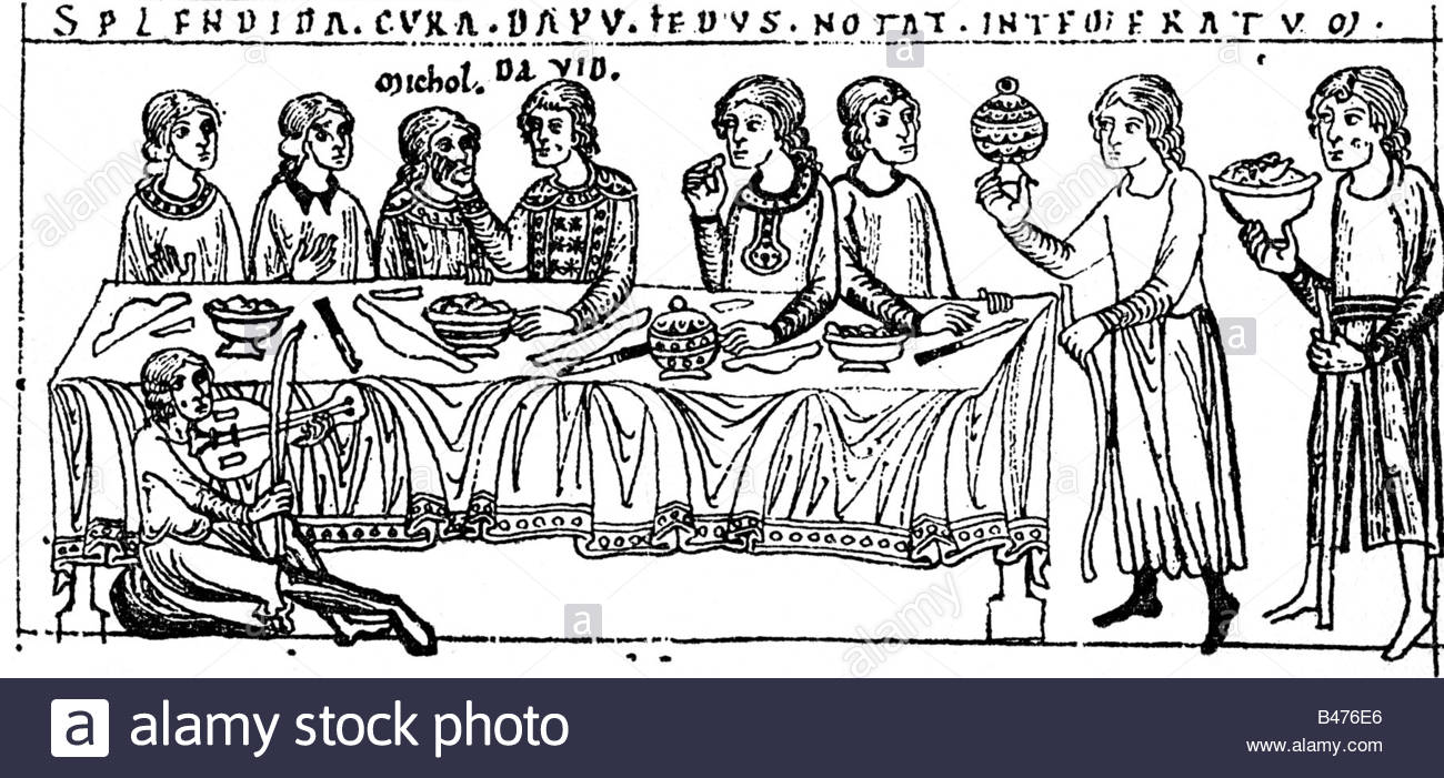 1300x701 Gastronomy, Meals, Noble Marriage Feast, Drawing After Miniature