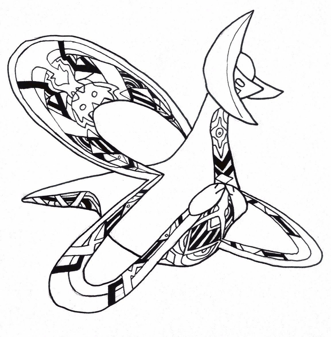 1154x1175 I Drew Cresselia With Ink. Open To Feedback! Pokemon Games