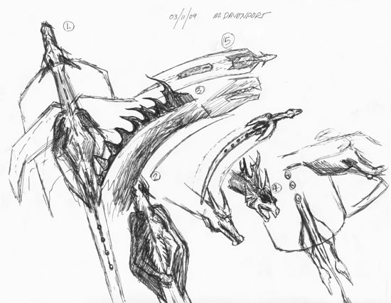 550x427 Sketch Art Used To Make A Dragon Fender Ornament