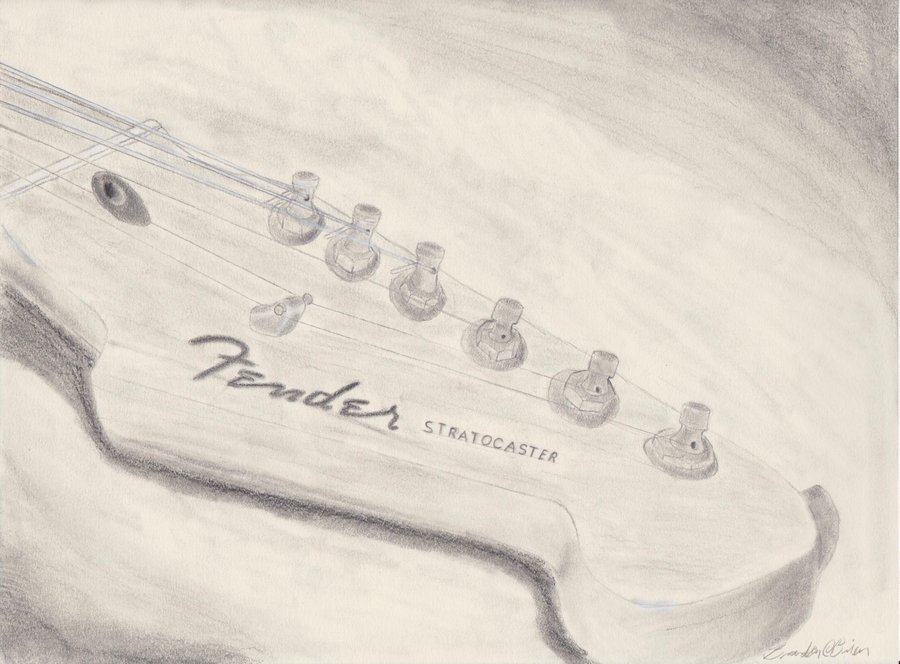 900x664 Fender Strat Headstock Drawing By Bfophotography