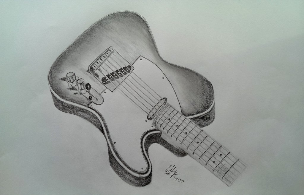 1024x660 Fender Telecaster Drawing By J1mmorrison