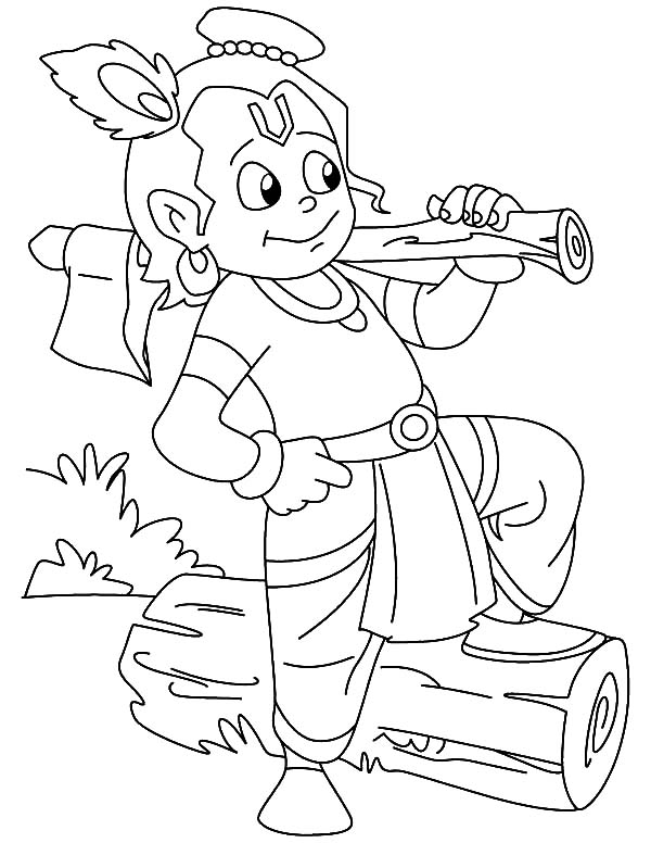 600x776 Krishna Making Firewood Coloring Pages