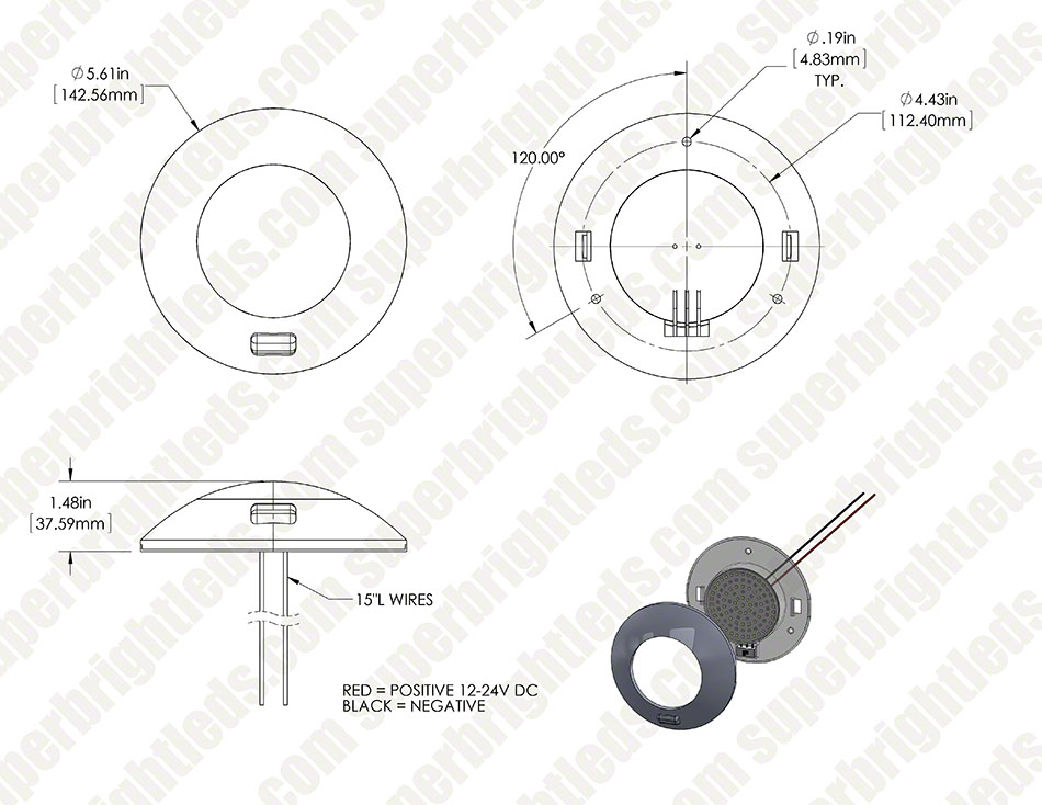 950x734 5.5 Round Led Dome Light And Door Light Fixture W Red And White