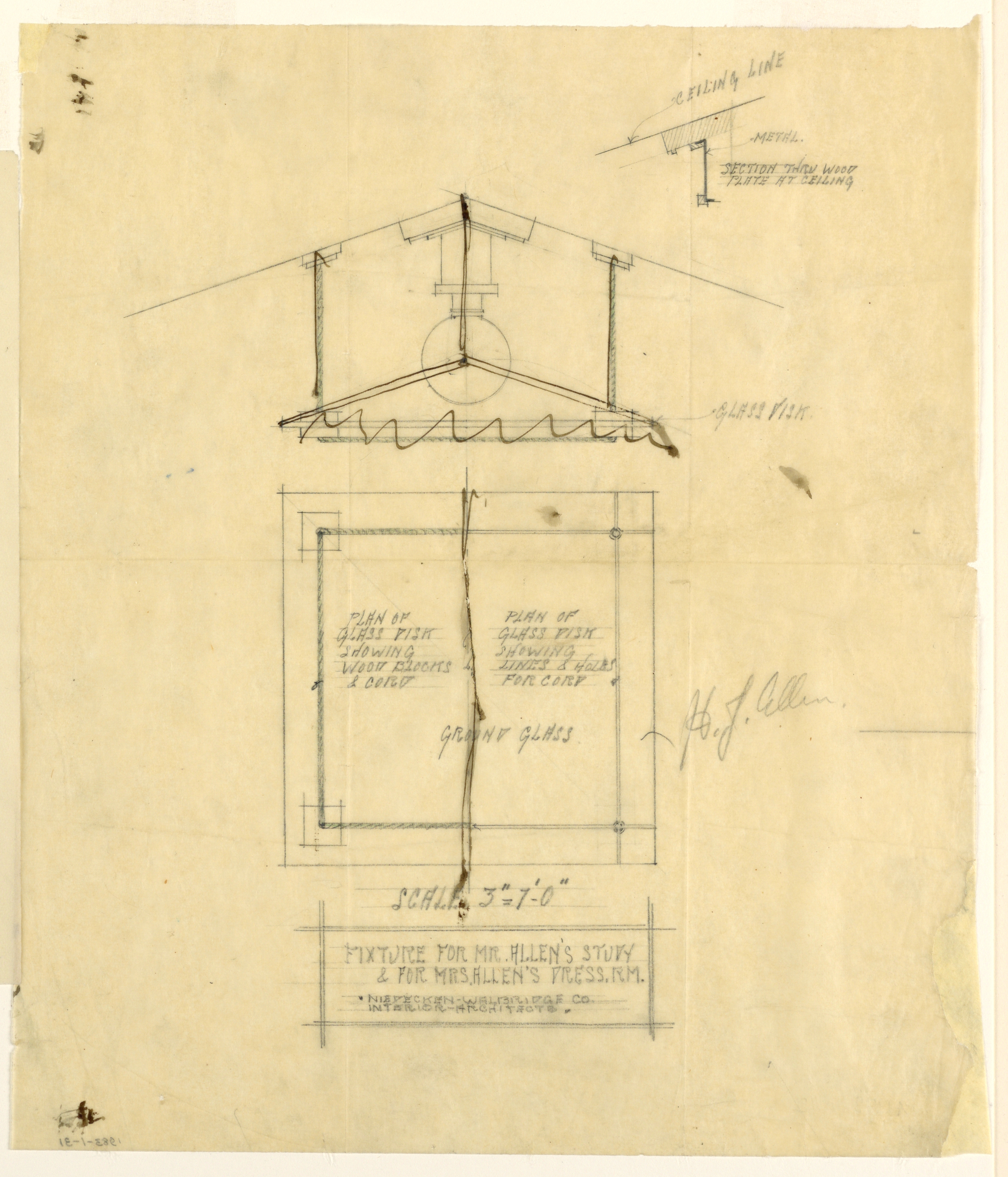 3188x3723 Filedrawing, Light Fixture And Plan Of Glass Disc For Mr. Allen'S